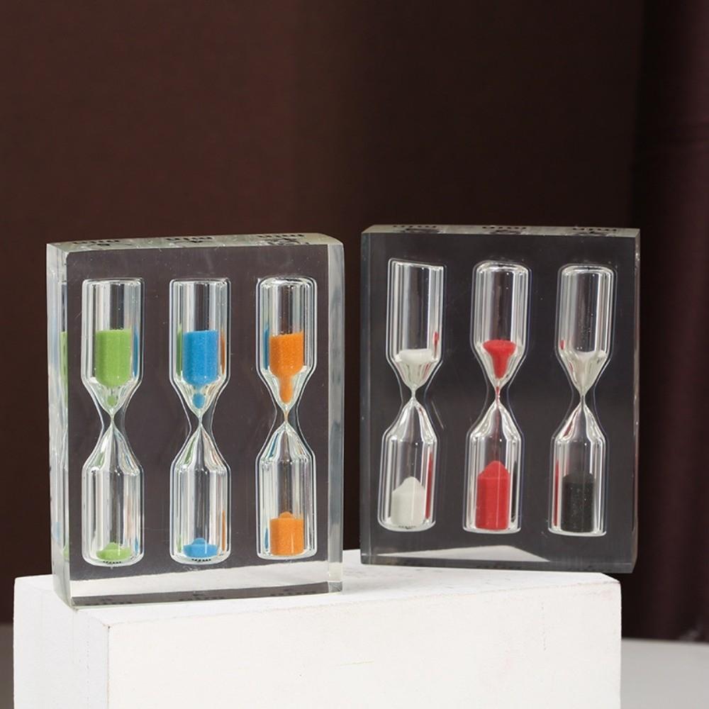 Portable 1/2/3/4/5 Minutes Hourglass 3 in 1 Sand Timer Clock Acrylic Hourglass Timer  School Use