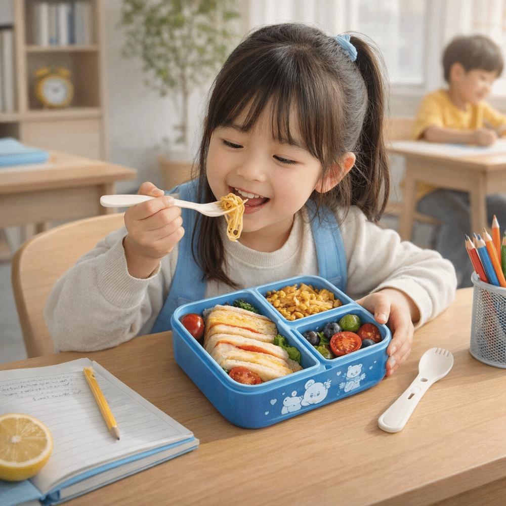 Lebensmittelechte Cartoon-Brotdose Auslaufsichere Snackbox Tragbarer Behälter Picknick-Koffer Mikrowellengeeignet