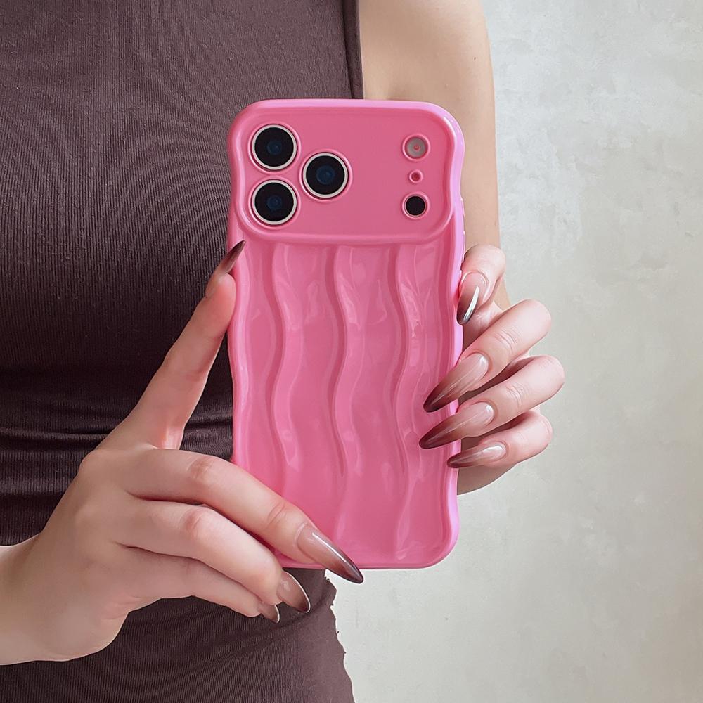 

Cute Solid Color Water Ripple Pattern Phone Case for iPhone 13 14 15 16 17 Pro Max Wave Edges Shockproof Soft Back Cover iPhone 13