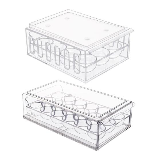 Boîte de Rangement pour Œufs Grande Capacité 36 Œufs Conception à Tiroir à Deux Niveaux Organisateur Transparent pour Réfrigérateur