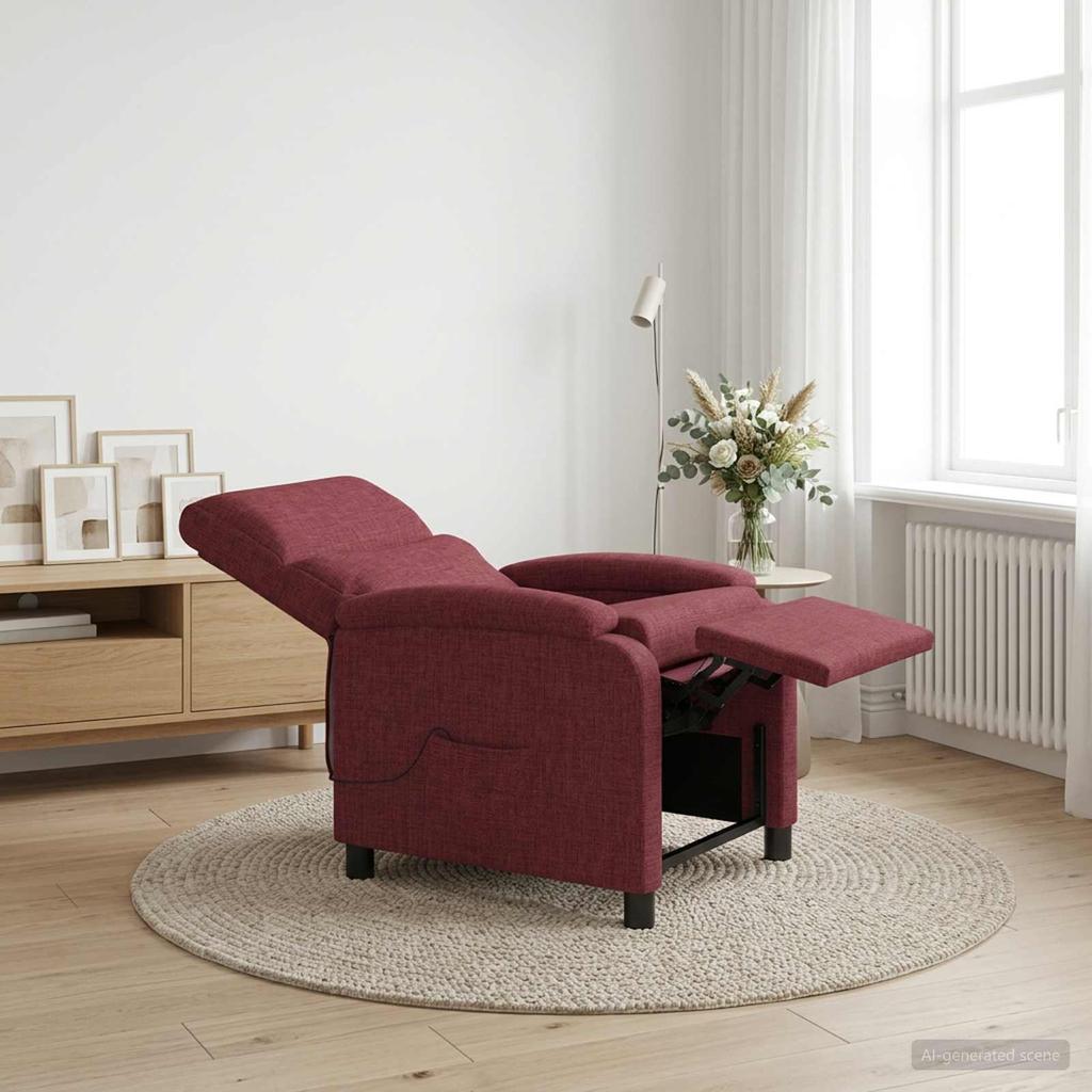 Massage Relax Chair Wine Red Fabric