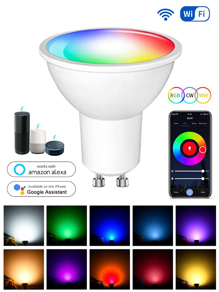 Tuya GU10 Wifi Smart Light Bulb Inteligent Alexa Lamp 5W 7W 9W RGBCW 2700K-6500K Smart Life APP Control Works With Google Home