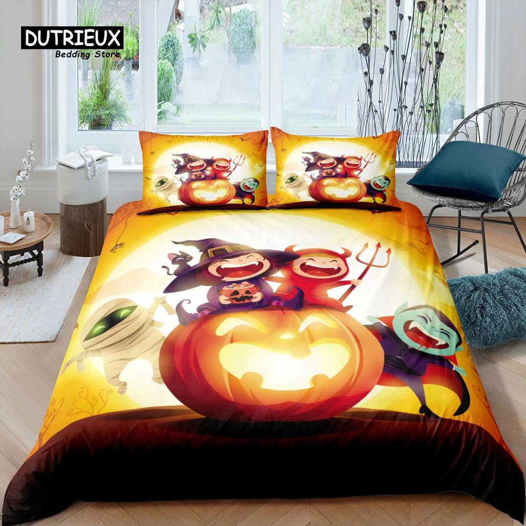 Home Living Luxury 3d Halloween Skeleton Bedding Set Duvet Cover Set Pillowcase Kids Bedding Set Queen and King EUUSAUUK Size