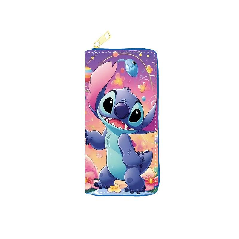 Cute Cartoon PU Leather Long Wallet for Students Single Zipper Coin Purse Makeup Bag Clutch 3pcs