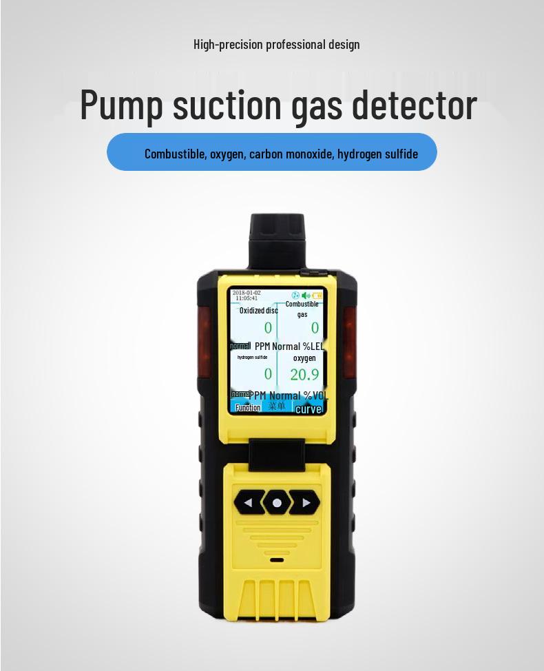 4-in-1 Gas Detector: Oxygen, Hydrogen Sulfide, Carbon Monoxide, Flammable Gases