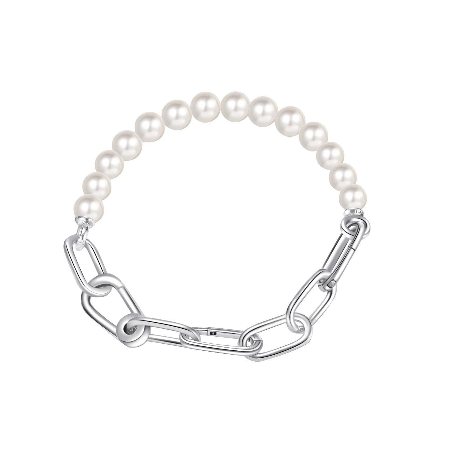 

Посеребренный латунный браслет Me, жемчужные браслеты-цепочки для женщин, изысканные подарочные украшения, подходящие для подвесок, новая коллекция 2022 года Me CBP02518.5 - 19cm