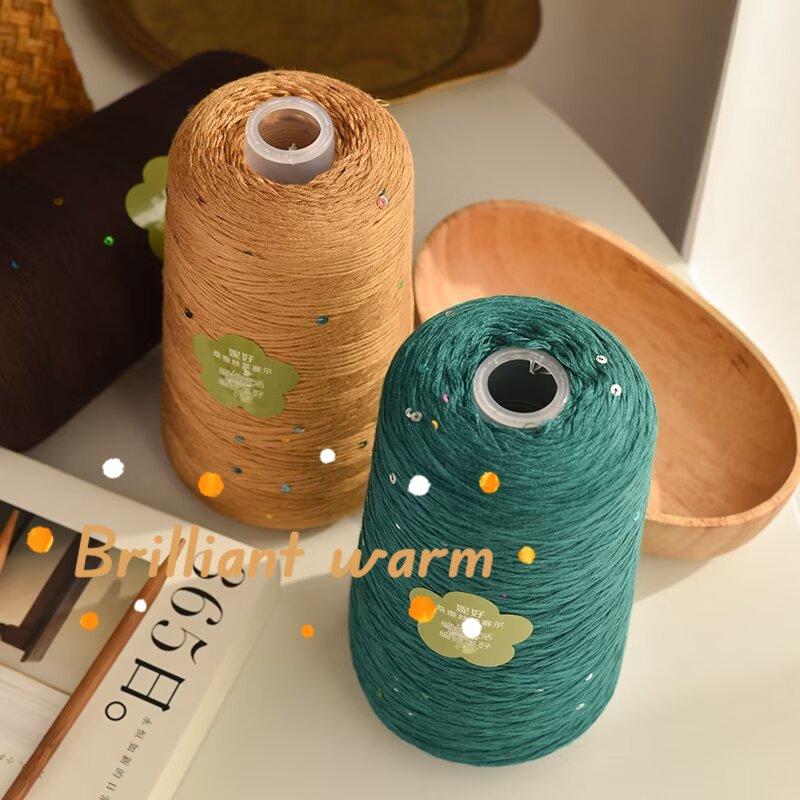400g/rolka Nici Sequin Dopaminowe Jedwabna Nić Jednolity Kolor Metalowa Nić Sequin DIY Ręcznie Dziane Oddychająca Krótkim Rękawem Nić
