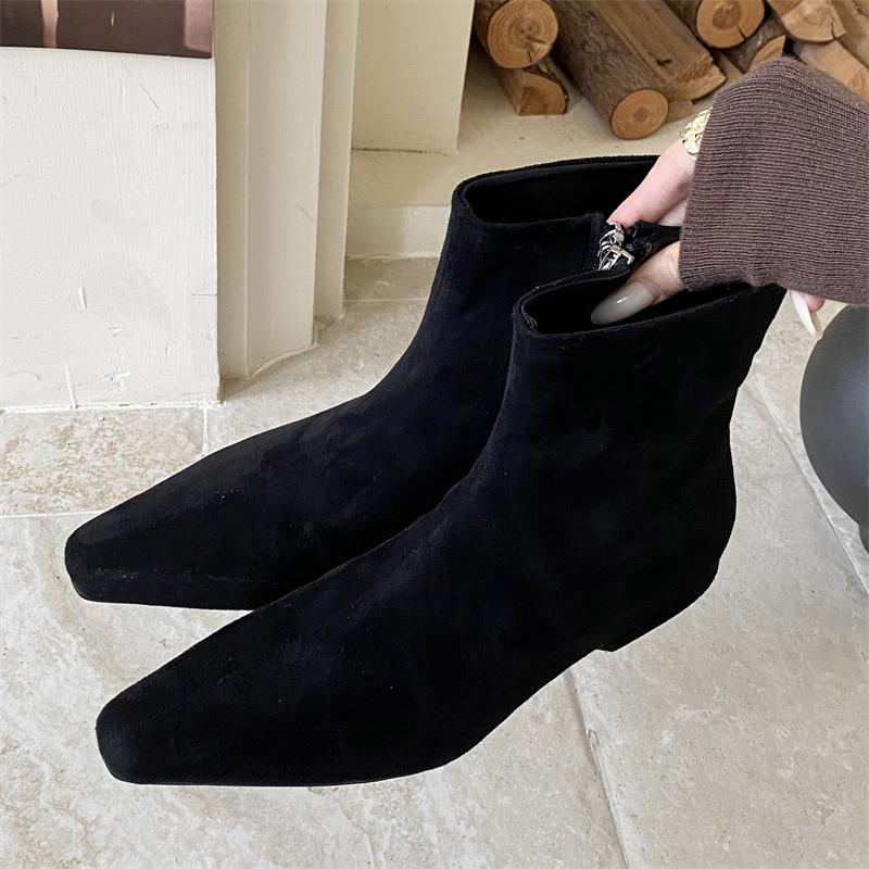 

Eilyken Side Zipper Women Ankle Boots Casual Low Heels Shoes Autumn Winter Pointed Toe Chelsea Booties 35