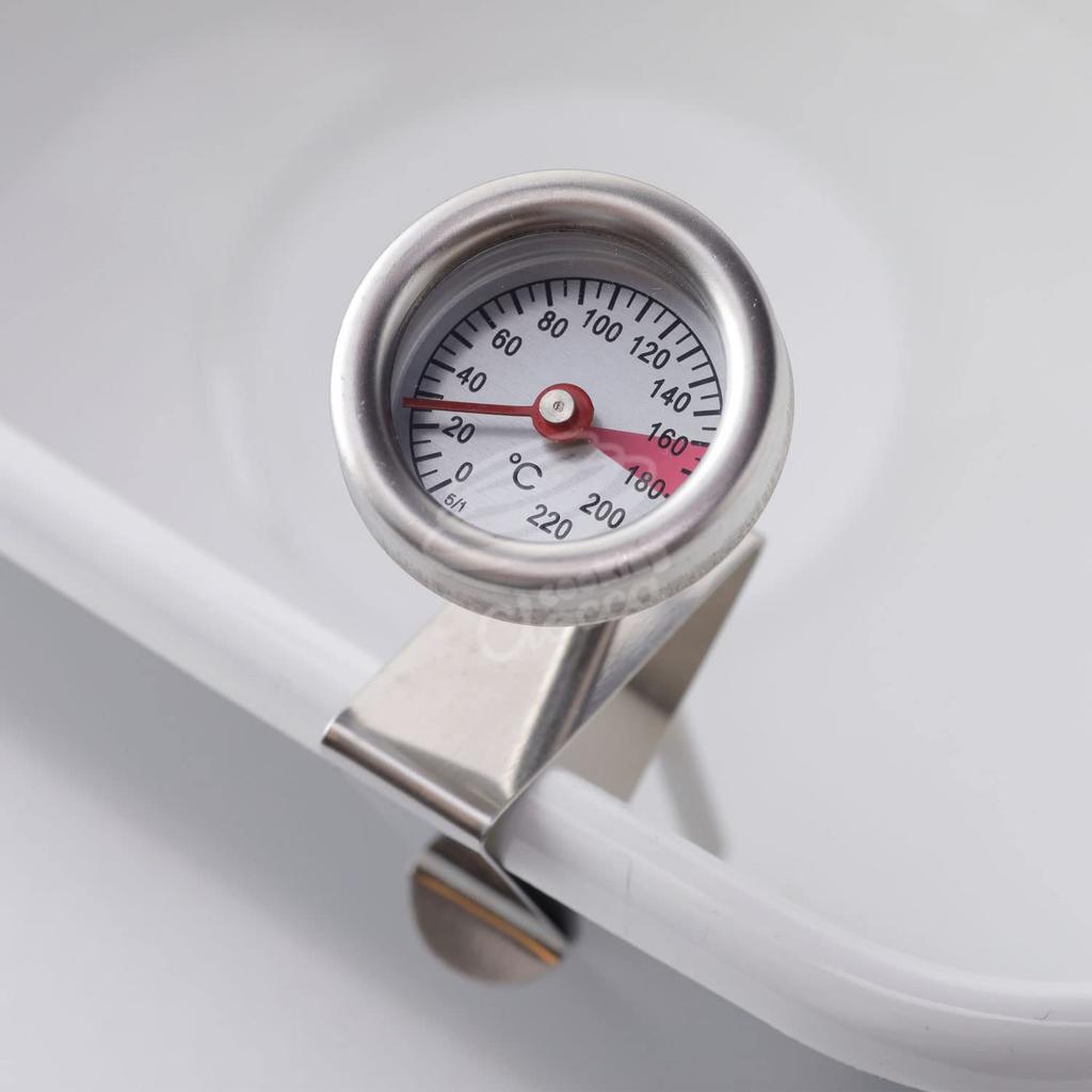 Fuji Enamel Square Tempura Pot, IH Compatible, with Thermometer, Frying Net, and Tray, Light Gray, TP-20K.LG