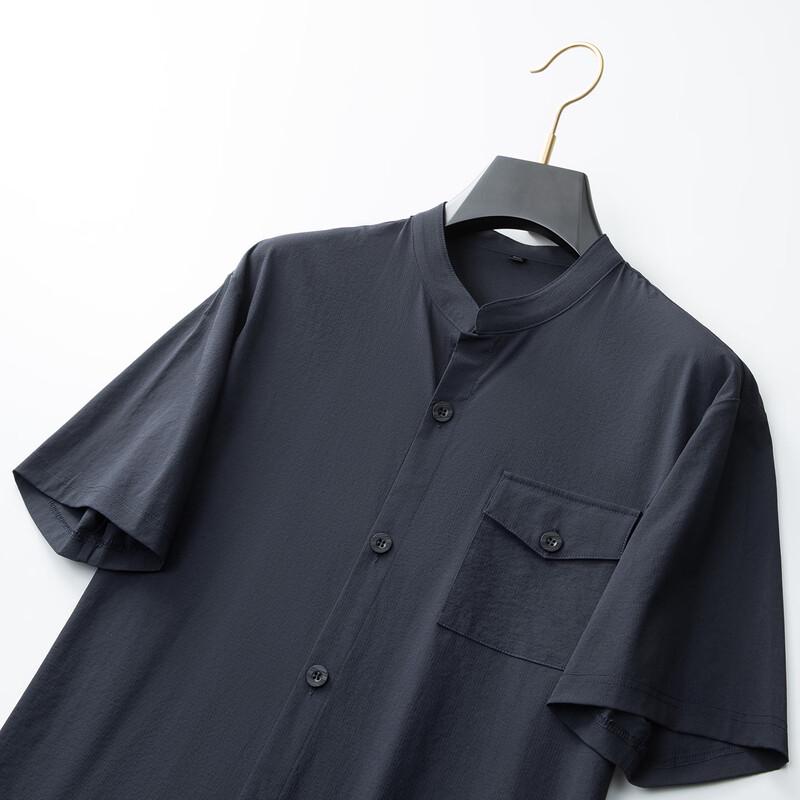 Men's Plus Size Stand-up Collar Short Sleeve Casual Shirt