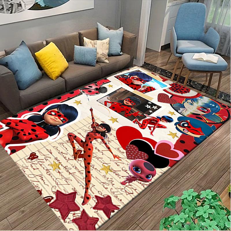 [Ladybug Printed Carpet] Durable Home and Office Area Rug, Kitchen Farmhouse Decorative Floor Mat