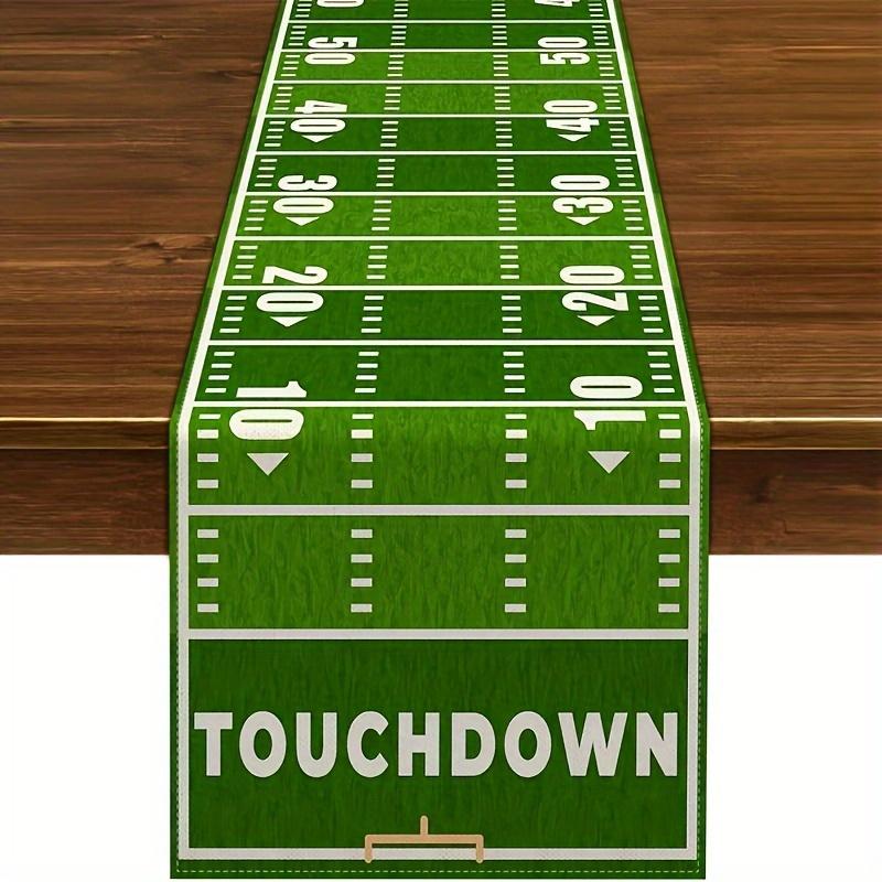 Chemin de table en lin Terrain de football américain Touch Down Football Décoration de fête d'anniversaire Garçon Sport Décoration de table de cuisine/salle à manger 150x33cm green
