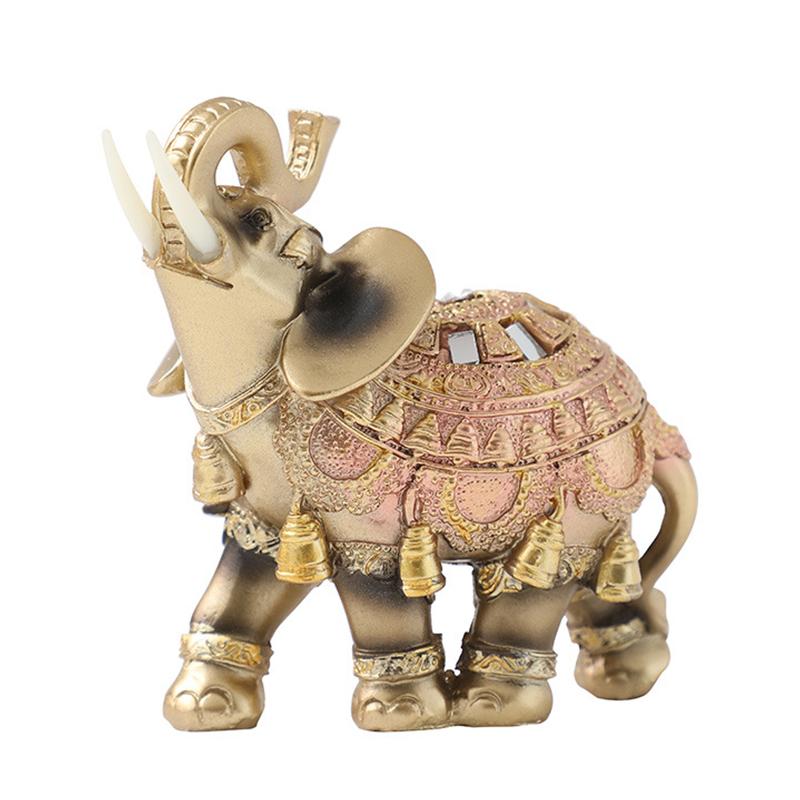 

Традиционная китайская статуэтка слона фэн-шуй на удачу, полимерная скульптура животного, фигурка слона, украшение, домашний декор 11.5x11.5x6cm золотой