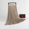 British A-Line Skirt Knitted Skirt Autumn and Winter Women's Pleated Drape One Step Big Swing Slim Combed Cotton Umbrella Skirt