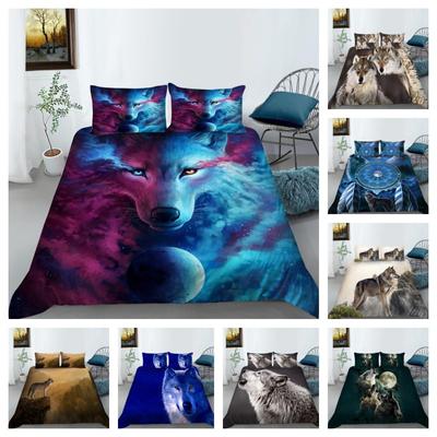 Sady povlečení 3D Wolf Cool polyester Pohodlný prodyšný povlak na přikrývku Domácí povlečení Sada povlečení pro děti pro dospělé