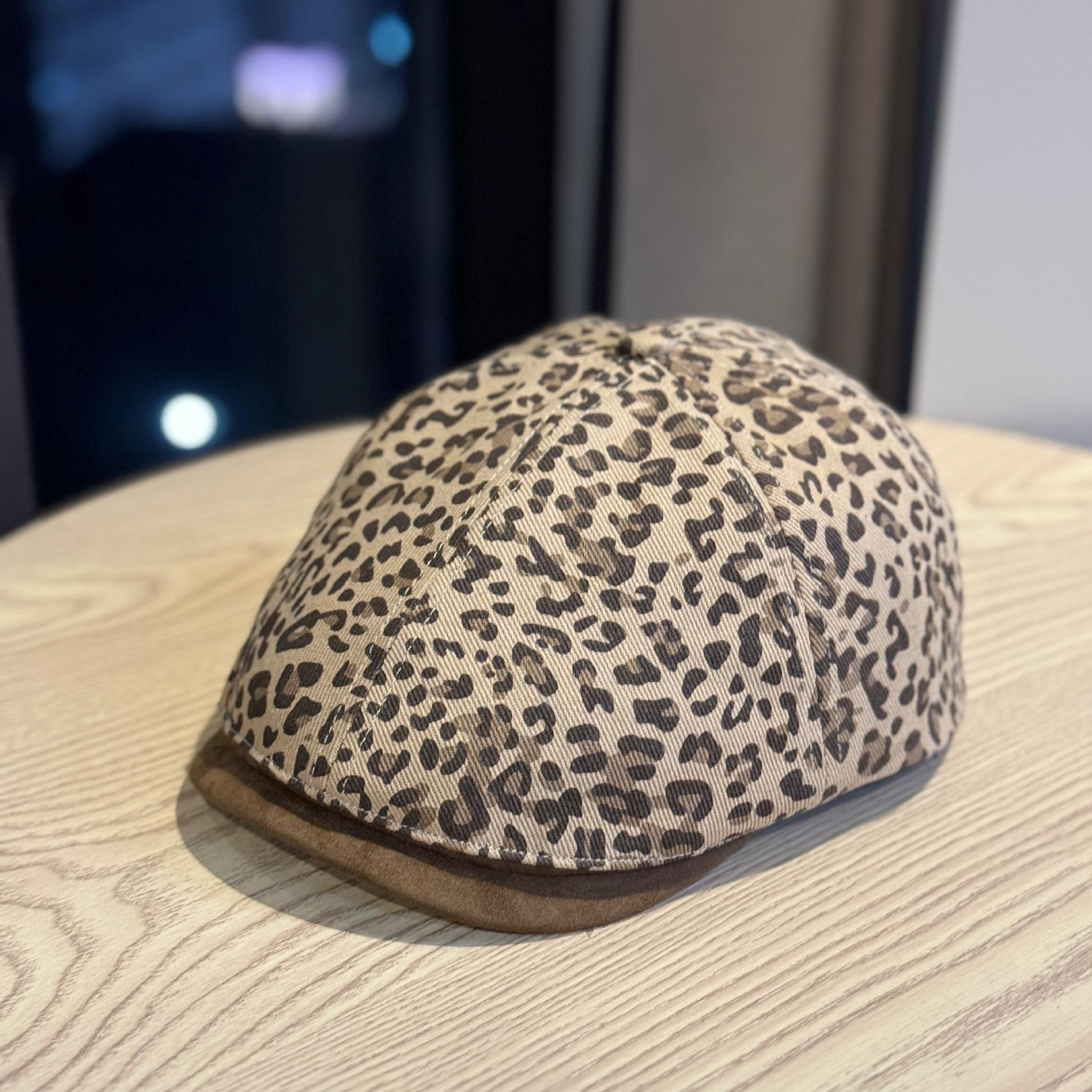 Новая шляпа-берет с леопардовым принтом, женская, весенне-осеннего стиля, персонализированный берет, ретро кепка-утка Adjustable