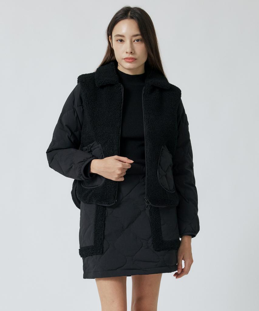 Hyper Lit Women'S Muscovy Fur Contrast Skirt [Matte Black]_He4Sk540