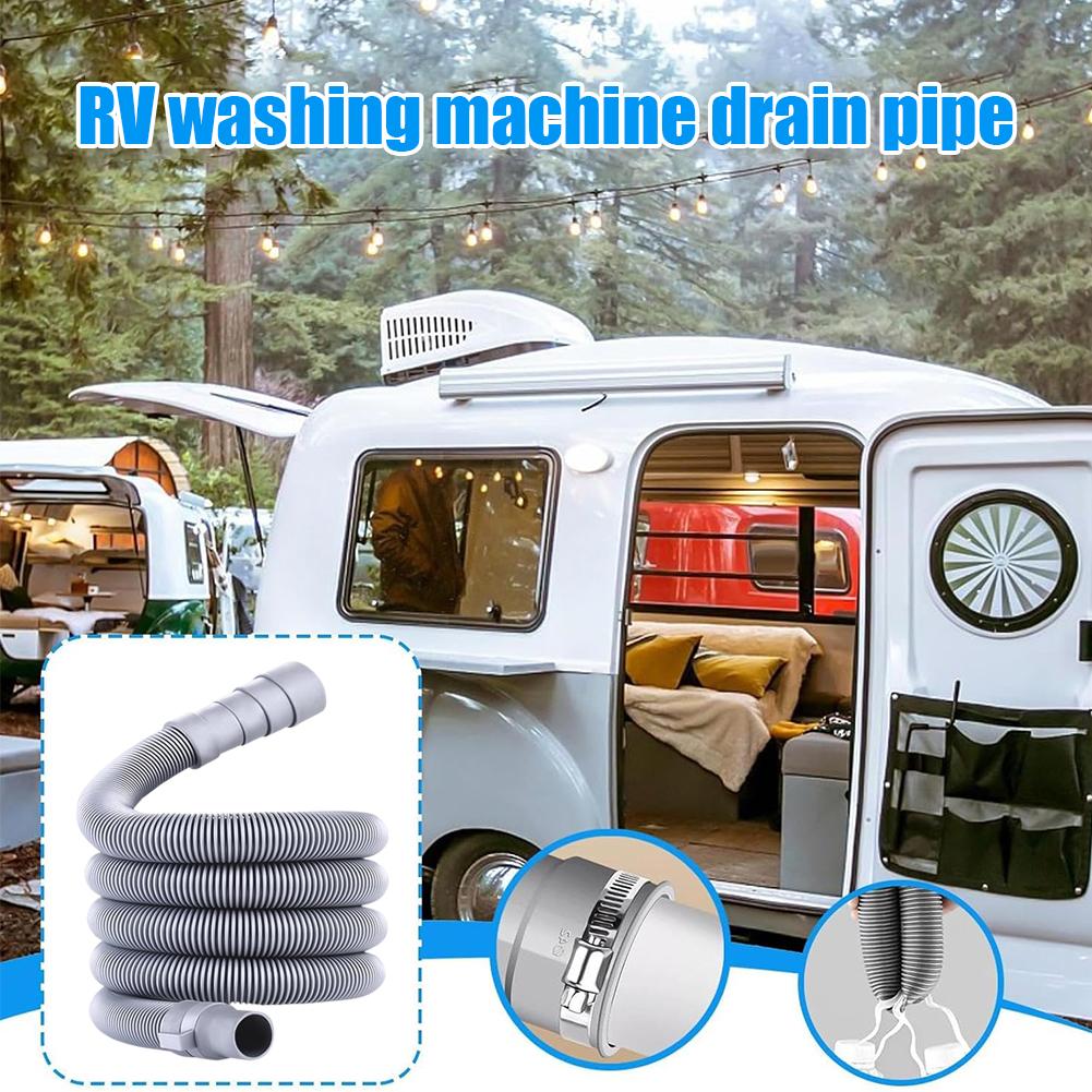 RV Washing Machine Drain Pipe 2/5/8M Length Flexible Corrugated Hose for Camper Van Motorhome Sewer Discharge Accessories X7B5