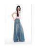 2026 Spring Women's Retro Wide-Leg Jeans: Waistless, Versatile, Loose, Slimming, Floor-Length Pants