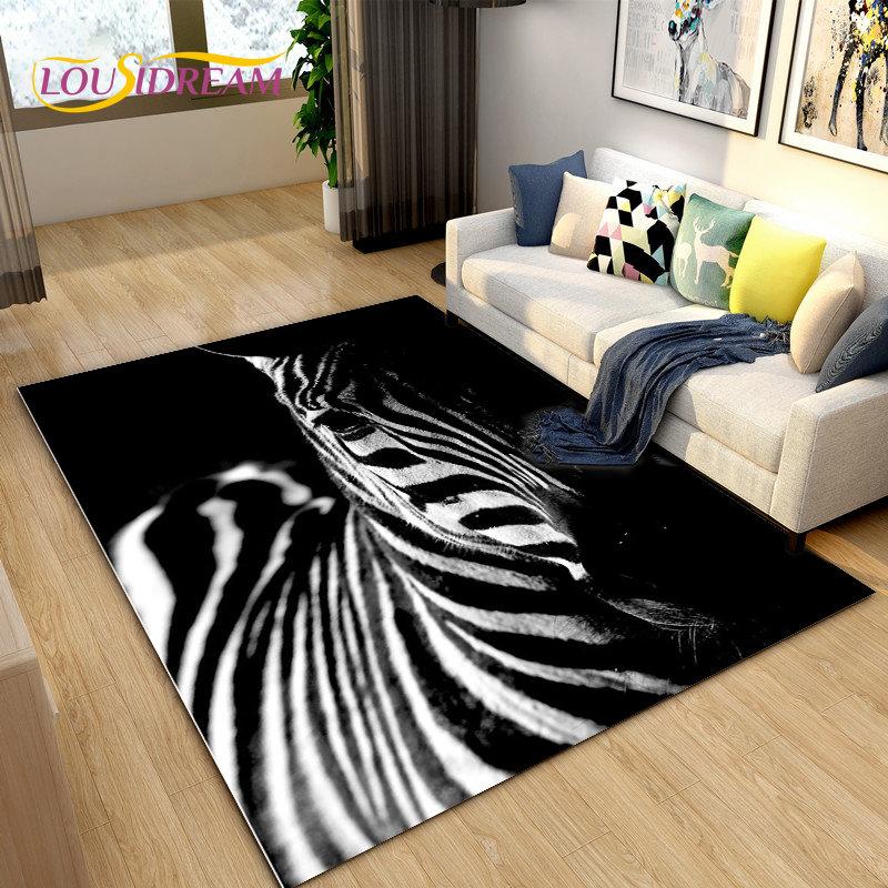 Wild Animal Zebra Area Rug Large,Carpet Rug for Living Room Bedroom Kitchen Doormat Decoration,Children Play Non-slip Floor Mat