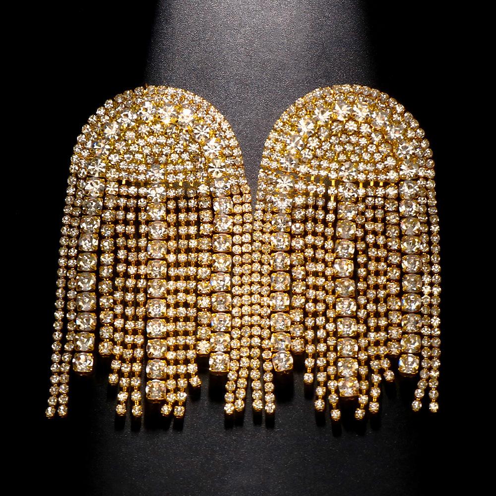Rhinestone Tassel Earrings, Nightclub Sexy Full Diamond Earrings Accessories Earrings