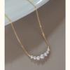Natural Freshwater Pearl smile14K Gold-plated Necklace, Clavicle Chain, Crescent Moon Design, Simple and Elegant, with a Unique Korean Style