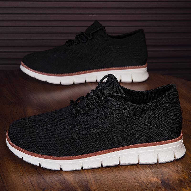 Men s Summer Breathable Mesh Brogue Flyknit Sock Shoes - Casual & Comfortable 41