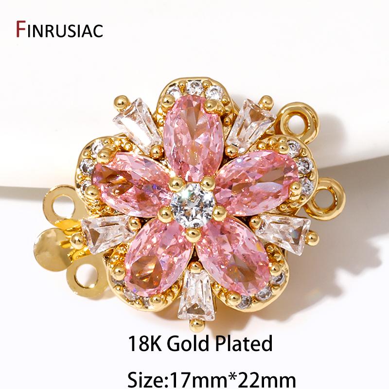 

18K Gold Plated Brass Pearl Clasps Fasteners,Lock For Jewelry,Inlaid Zircon Connector Clasps For DIY Jewelry Making Supplies 2 pieces