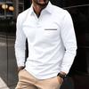 Spring Autumn Man Long Sleeve POLO Shirt Lapel Button Pocket Men's Sports Polos Shirts