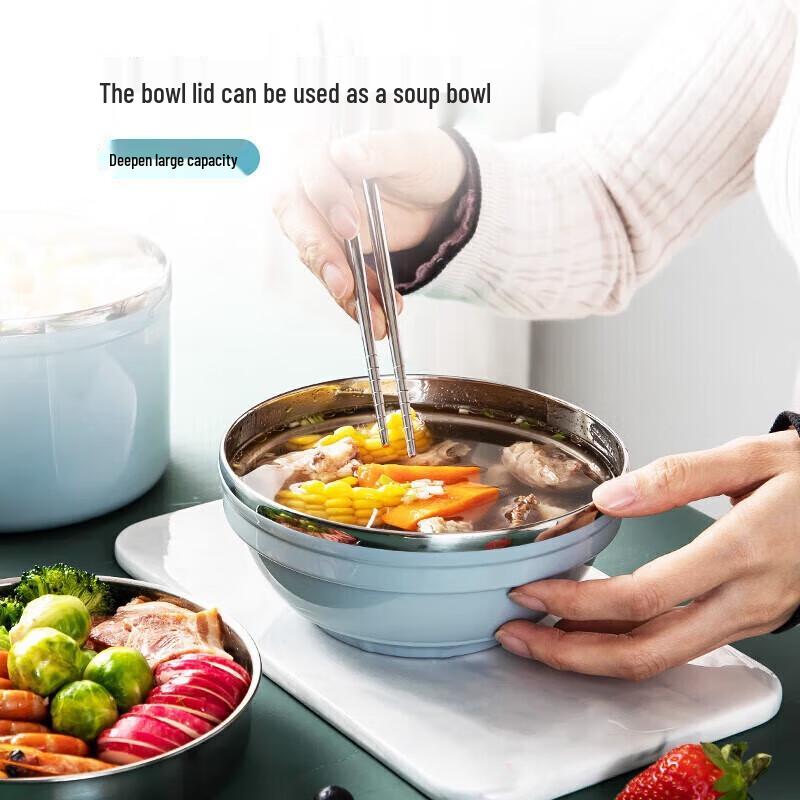 MAXCOOK 304 Stainless Steel Instant Noodle Bowl with Lid