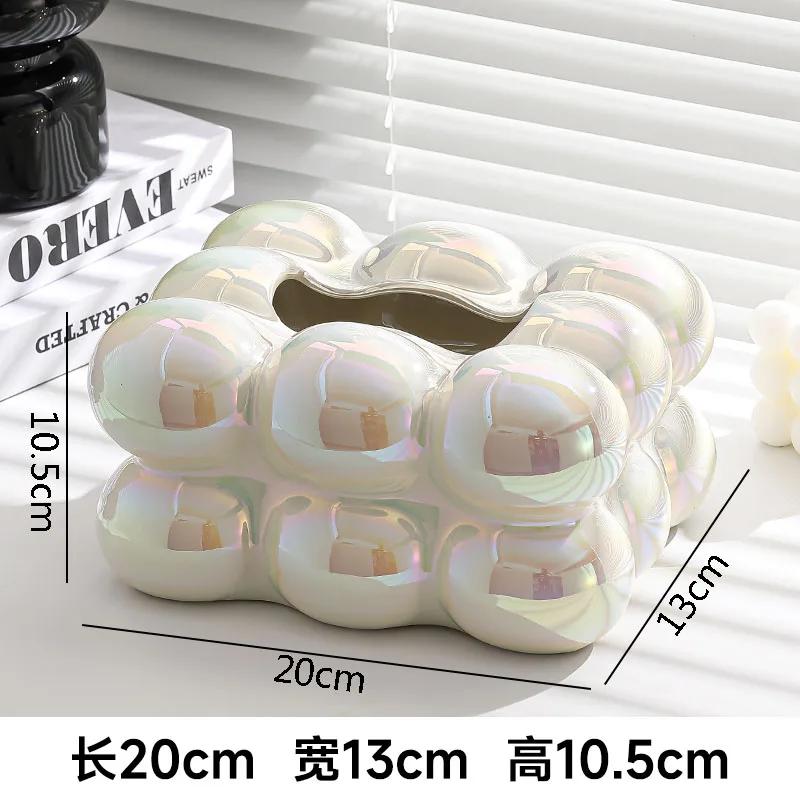 Cotton Candy Ceramic Tissue Box Living Room Removable Napkin Paper Home High Beauty Storage Container