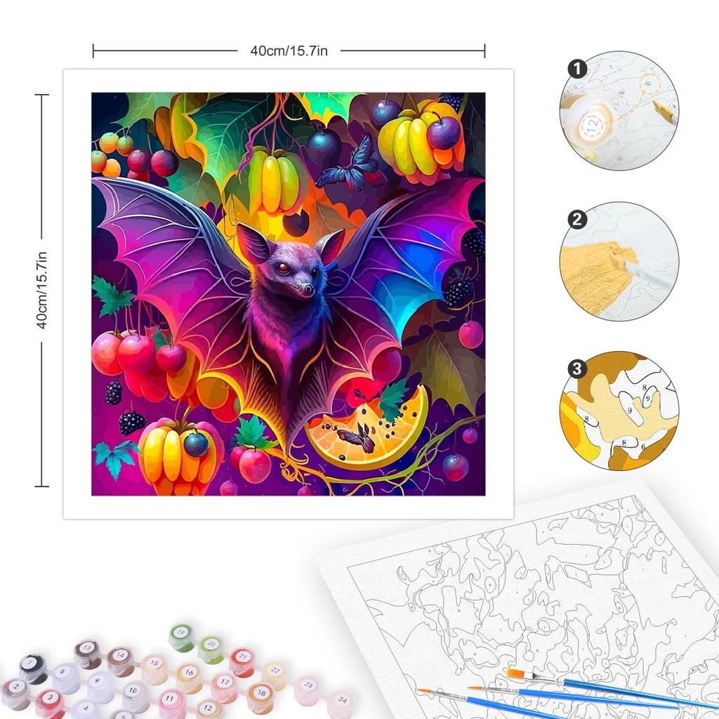 Frame Painting By Numbers For Adults Beginner Kits Bat Animal Acrylic Paint Wall Art Picture With Numbers For Home Decors 40x40