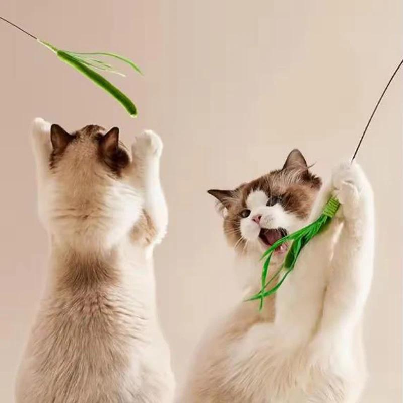 New Cat toys, dog tail grass teasing cat pole feather pole wire cat toys, feather pole, flexible wire durable pet supplies
