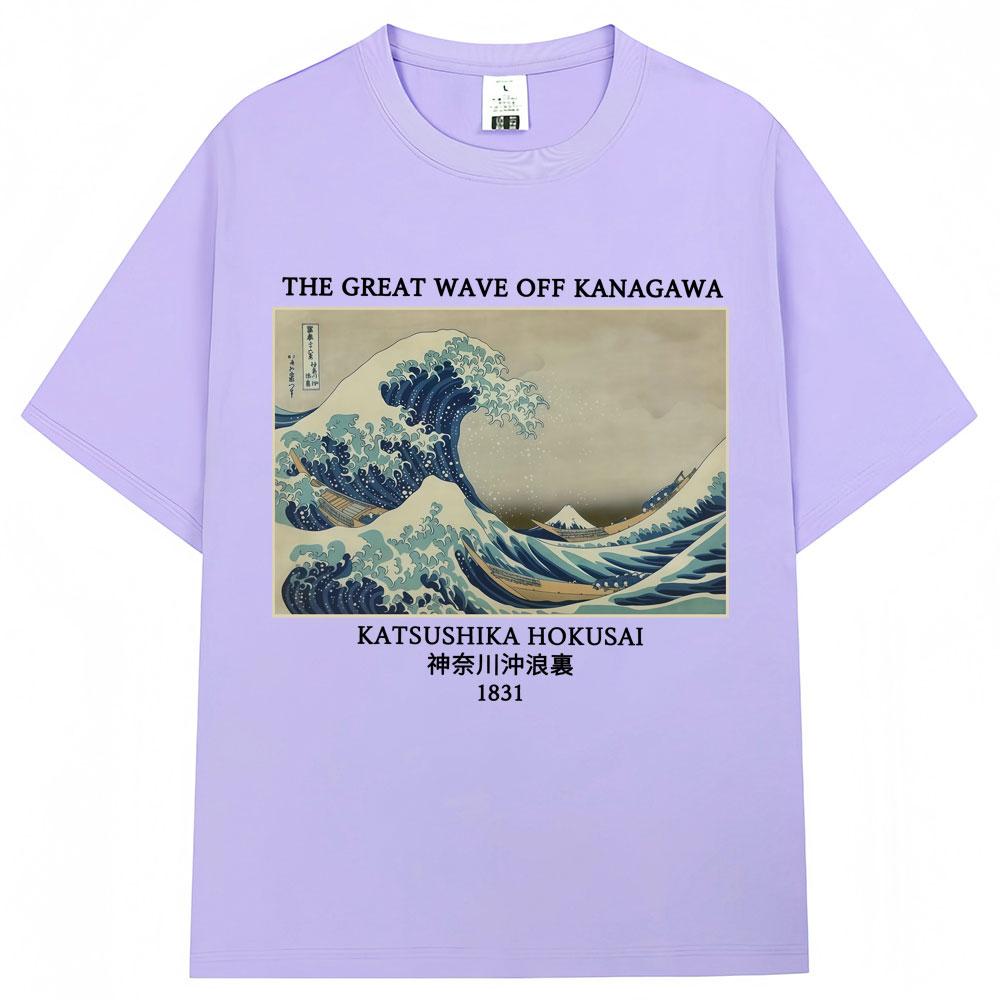 Japonský umělecký styl Velká vlna u Kanagawy Hokusai Trička Muži Ženy 90. léta Vintage Manga Trička Oversized Bavlněné Tričko Dárky