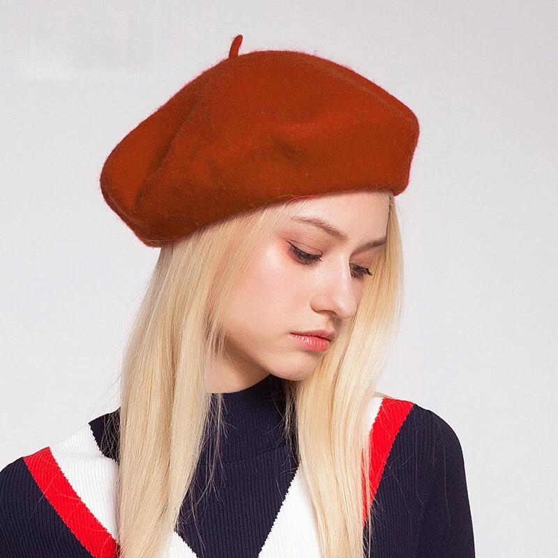1Pc Wool Beret Soft Hat Ladie's Polyester Fiber Warm Women's Cute Autumn/Winter Vintage Cap
