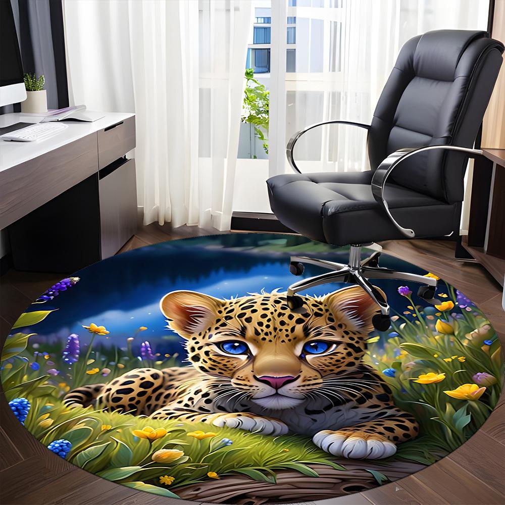 1pc Leopard Print Chair Carpet for Office, Soft Comfortable Mat For Office, Living Room, Bedroom, Machine Washable Carpet Yy251112149
