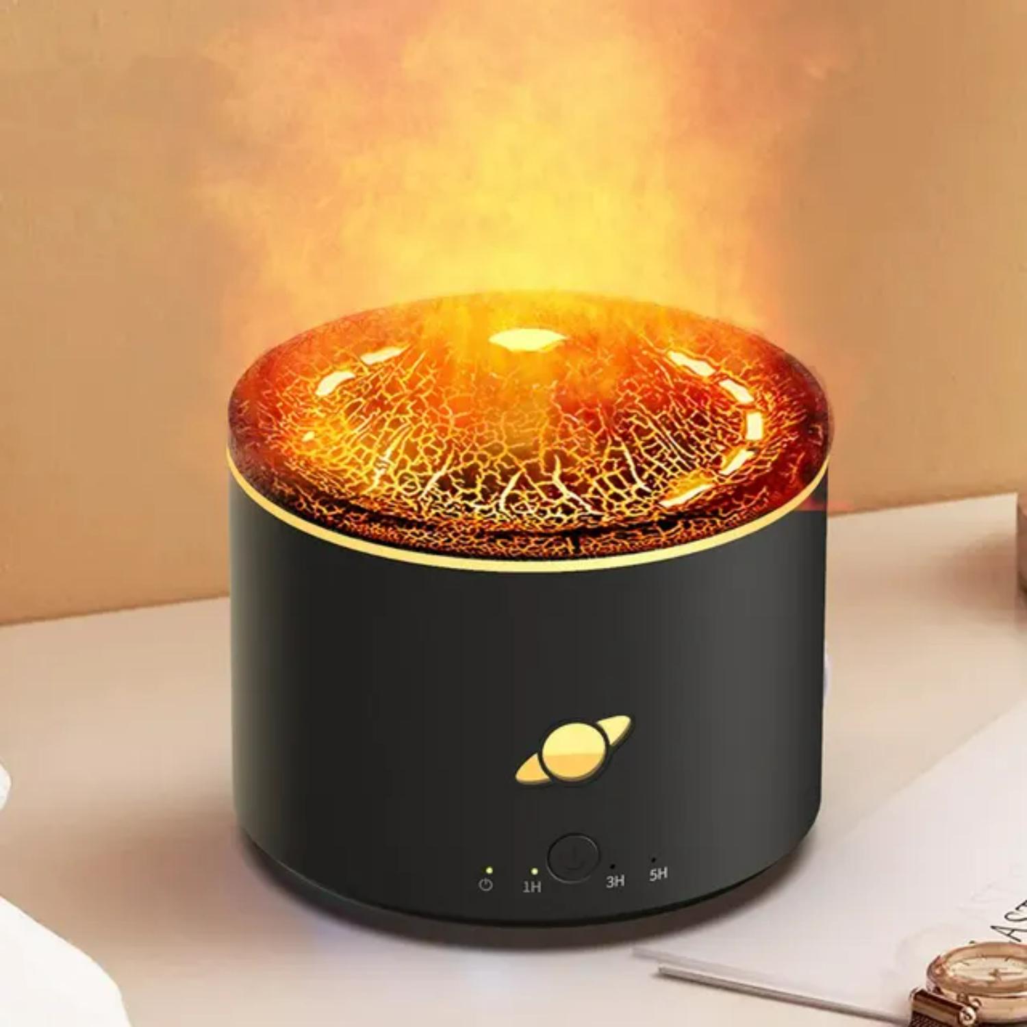 

Аромамашина-вулкан Імітація полум я Зволожувач повітря USB Дифузор аромату Генератор туману З кольоровим підсвічуванням 230 мл korea&USB чорний