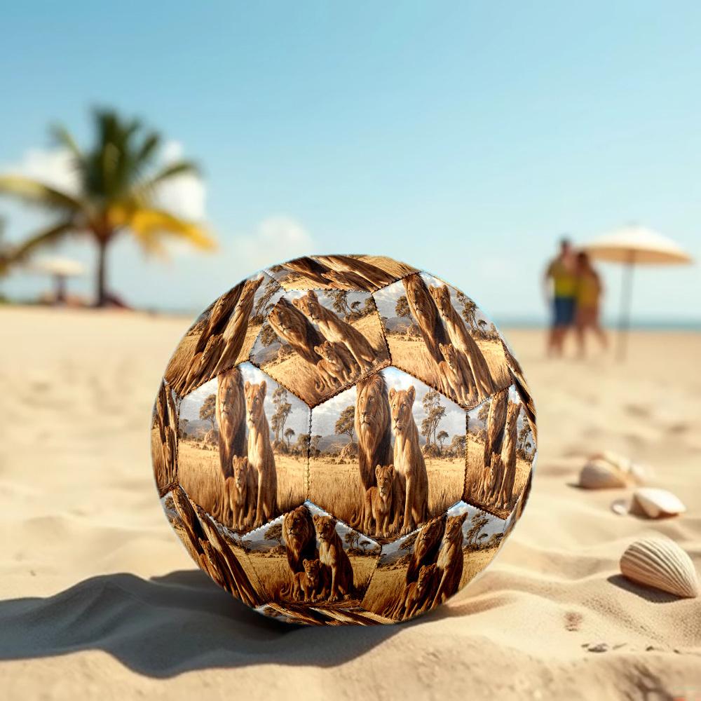 1pc Lion Family Wild Size 5 Soccer Ball Professional Match Training Football Indoor &Outdoor Sports Ball Lightweight Durable c6591