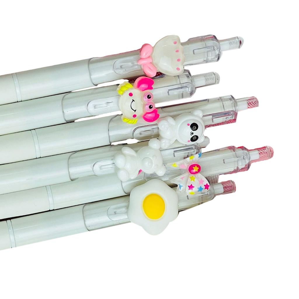 6Pcs Retractable Gel Pen 0.5mm Office Signing Pen Ergonomic Grip Gel Pen Smooth To Write for Student Writing Drawing