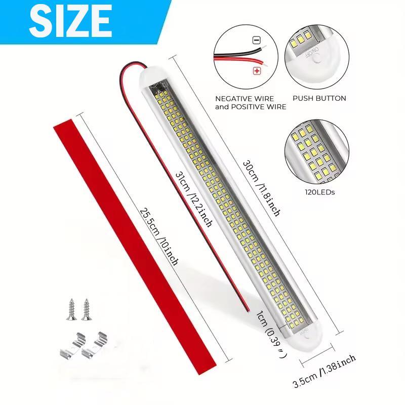 10W Vehicle Interior Light 12V/24V 1000 Lumen Car Cabin Reading Lamp Energy Efficient Durable for Camper Van Truck RVs Lorries