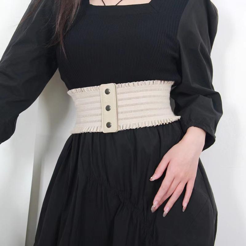 Ceinture large à volants triple boucle élégante ceinture élastique décorative pour robe pour femme grande taille