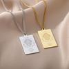 European 12 Constellations Stainless Steel Square Pendant Necklace for Men & Women - Retro Hip Hop Style Titanium Steel Jewelry