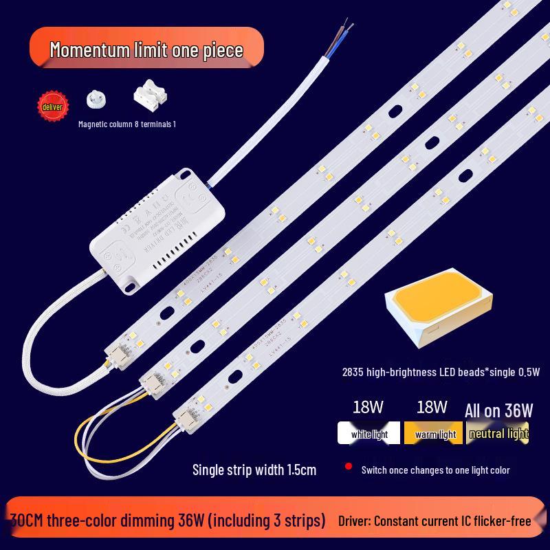 Three-Color LED Strip Light Panel for Living Room Ceiling