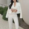 Women Fashion Autumn Winter Single-breasted Textured Round Neck Flip Pocket Short Jacket Coat Chic Ladies Tops Mujer