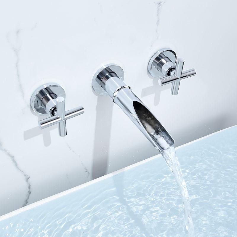 Brass Bathroom Faucet Embedded Hot and Cold Double Control Faucet Concealed Basin Faucet Concealed Golden Mixer Tap