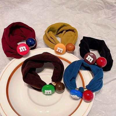 Solid Color Beaded Elastic Hair Ties - Non-Creasing Cute Headwear for Women