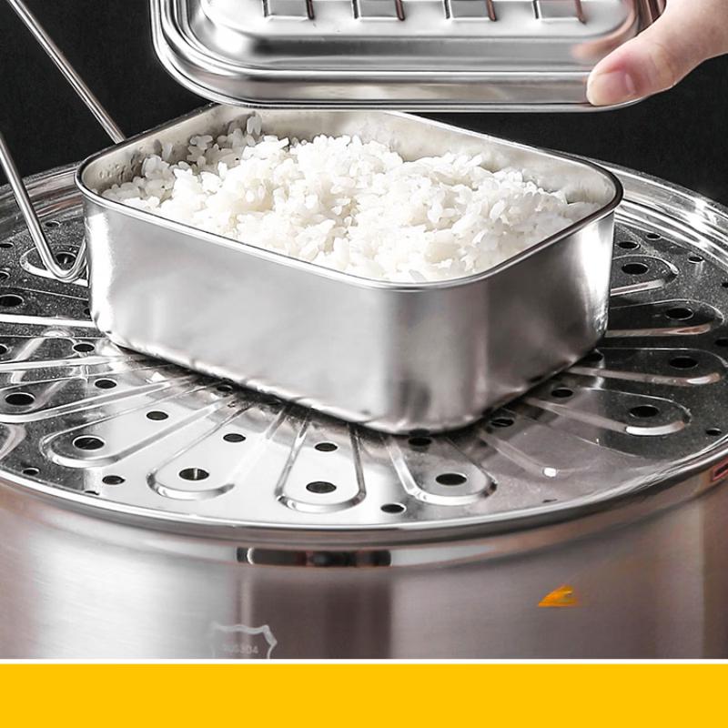 

304 Stainless Steel Rectangular Lunch Box with Handle