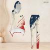 Women Plus Size Hooded Long Sleeve Printed High Low Top And Fitted Pants Two Piece Set