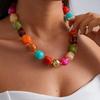 Multi Color Beaded Necklace Resin Acrylic Vintage Choker Resin Beaded Chokers  Vacation Accessories