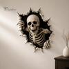 Art Mural Festif pour Salon Halloween Effraction Autocollants 3D, Effet d'Illusion Effrayant Traversant Accents de Maison Saisonniers Autocollant, Horreur
